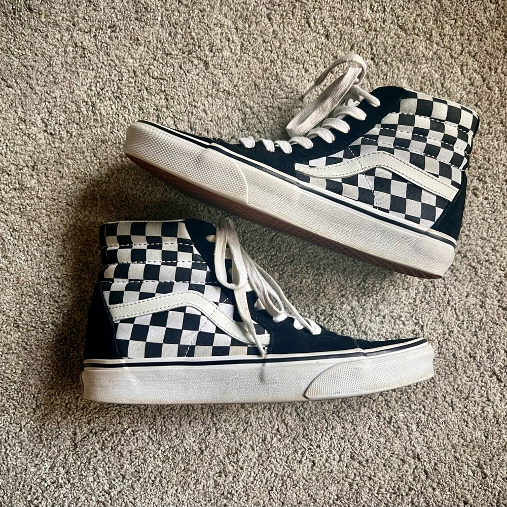 Vans Black and White Checkered Hi-Top Sneakers